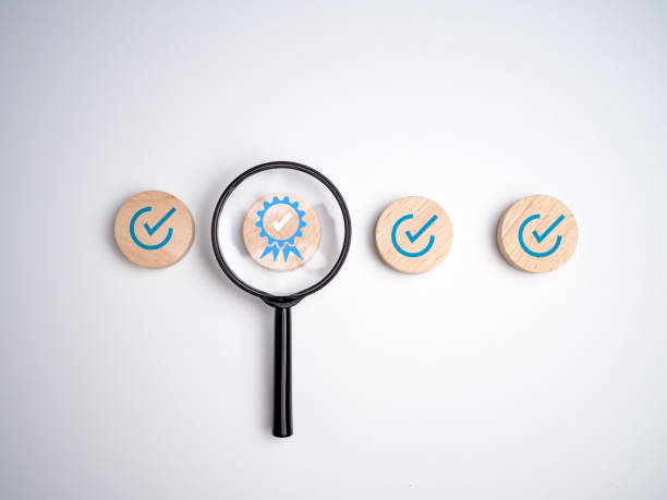 istock Assessment for certificate good quality product, Checklist Quality management with Quality Assurance approval guarantee symbol and improvement, Compliance to regulations service and standards. 2163025032