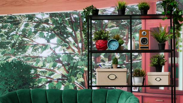 istock Comfortable empty apartment with elegant green chairs in a cozy layout 2163030471