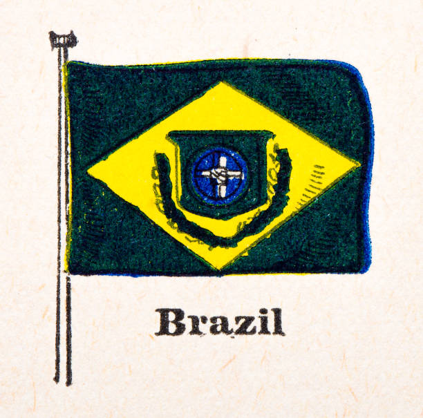 Antique illustration of flag, Brazil (1899)