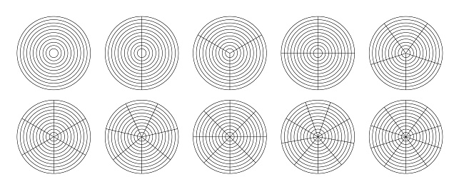 Concentric Rigns Graph Polar Grid Concentric Circles And Steps Blank Vector Polar Graph Paper ...