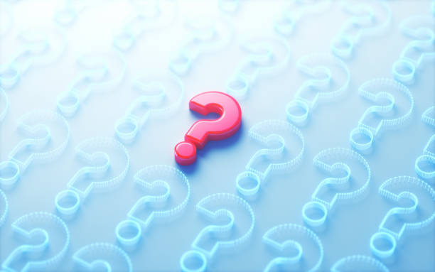 istock Red Selected Question Mark Symbol Among Wireframed Blue Question Marks Sitting on Soft Blue Background 2163039847