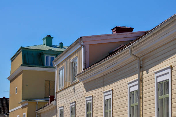 Low angle view of buildings against blue sky