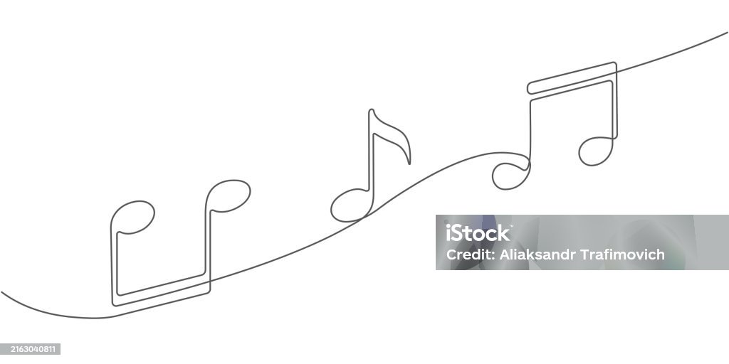 Music Notes Long Line Musical Notes On White Backgroundcontinuous Line Drawingvector ...