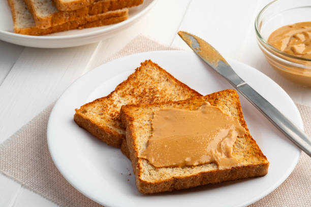 istock Toast bread and Homemade peanut butter. 2163041110