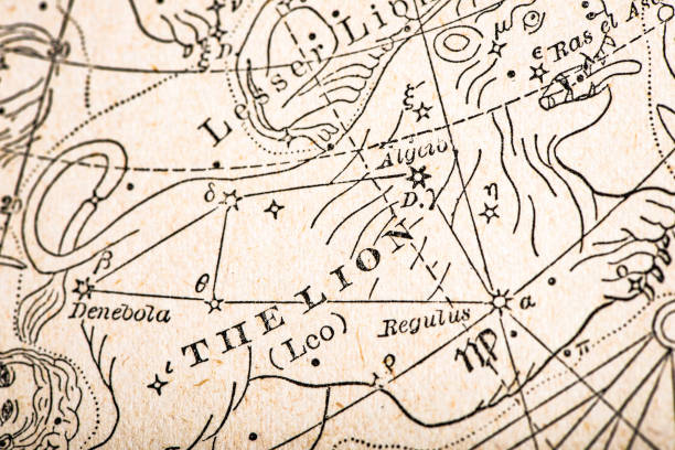 istock Antique map of constellations, zodiac signs, Leo (1899) 2163042694