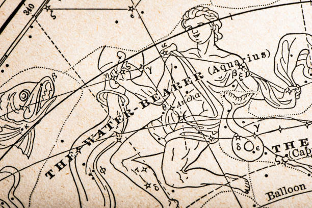 istock Antique map of constellations, zodiac signs, Aquarius (1899) 2163042963