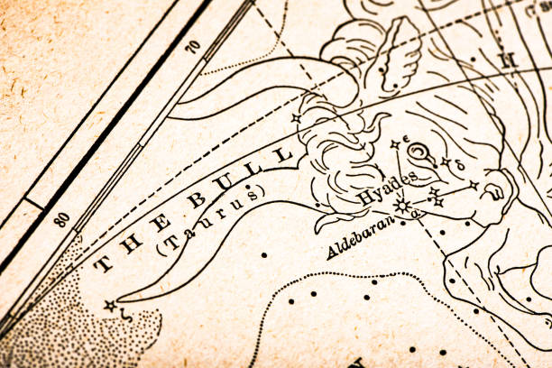 istock Antique map of constellations, zodiac signs, Taurus (1899) 2163043194