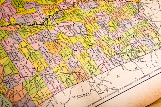 istock Antique map of Mississippi (1899) 2163043451