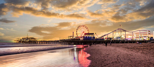 istock Santa Monica pier sunset view 2163044114