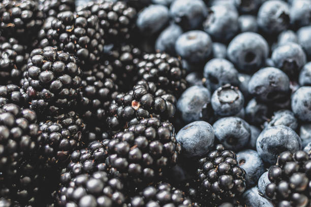 Blueberries and blackberries. Healthy lifestyle. Dietary nutrition. Blue berries. Berry mix. Useful snack. How to make porridge tastier. Baking ingredient. Seasonal fruits, berries and vegetables.