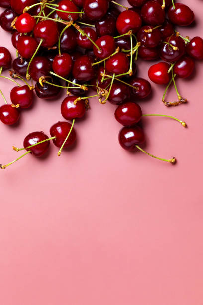 istock Sweet red cherries isolated with water drops. Black cherry, copy space 2163048331