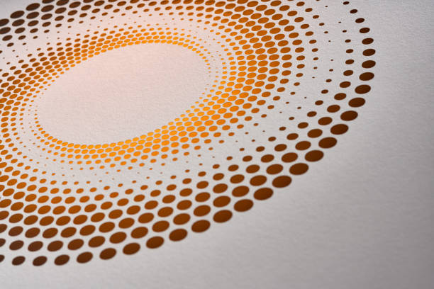 istock Elegant Paper Art with Radiant Orange Dot Patterns in Concentric Circles 2163048484