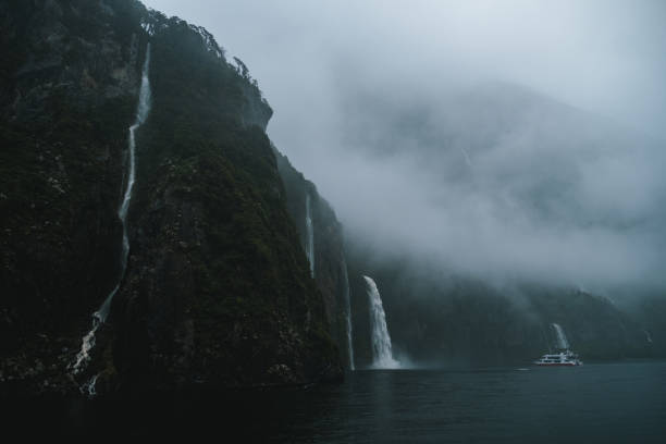istock Waterfalls in a Foggy Valley 2163049818