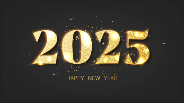 istock 2025 Happy New Year with shiny gold numbers. luxury premium design for New Year celebration. 2163052182