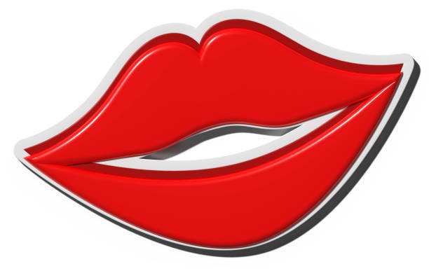 Abstract red kisses isolated on white background. Lots of female lip prints on paper. Beautiful rad lips stamps.