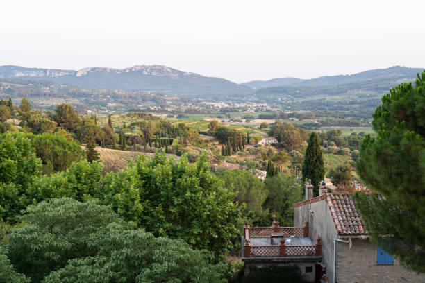 istock Panoramic view of peaceful countryside with greenery, and serene atmosphere 2163056505