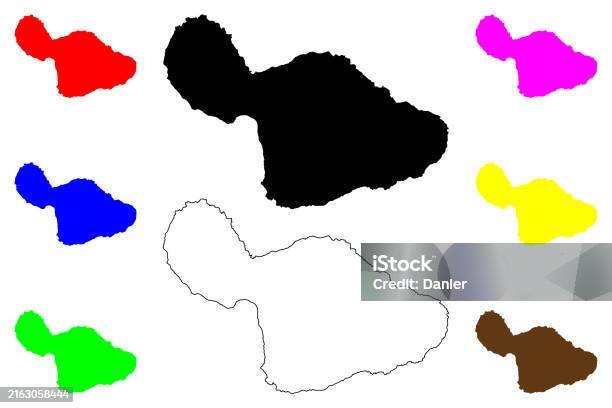 Maui Map Vector Maui Island Map Vector Illustration Scribble Sketch The Valley Isle Map ...