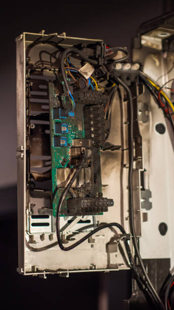 istock Boiler room equipment with fire damage, aftermath of a short circuit 2163060908