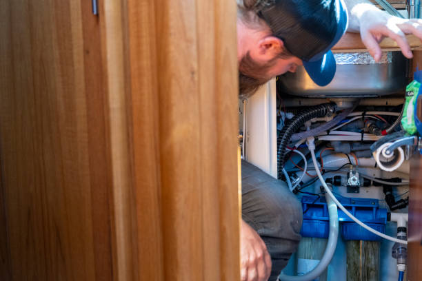 istock Man looks at sailboat engine 2163066628
