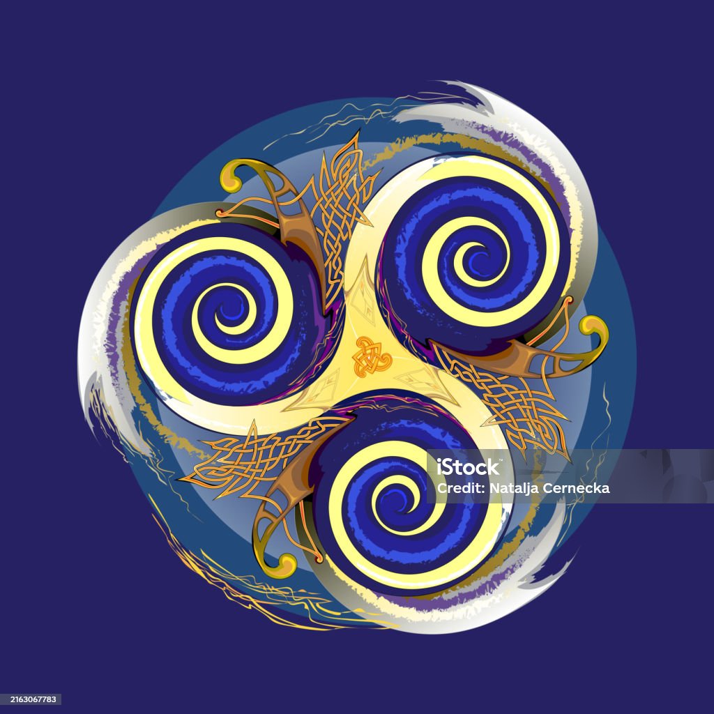 Trickle Icon Ancient Irish Symbol Ethnic Magic Sign Celtic Knot Pattern Triple ...