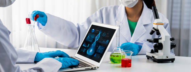 istock Innovative medical biotechnology software with lab researcher. Rigid 2163071860