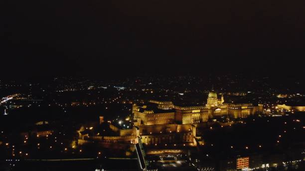 istock Aerial view Budapest, Hungary illuminated at night 2163073264