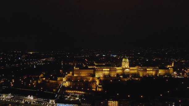 istock Aerial view Budapest, Hungary illuminated at night 2163073546