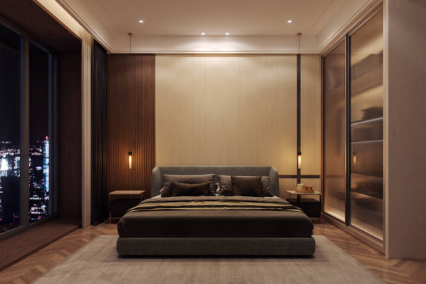 istock Luxury Modern Bedroom Interior At Night 2163073768