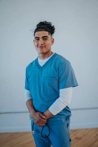 istock Peruvian male nurse poses for portrait 2163075714