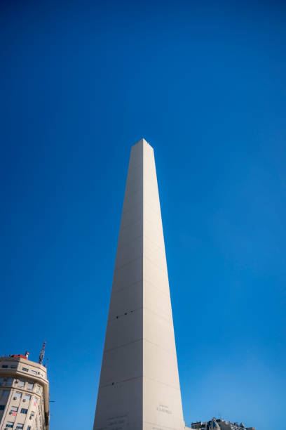 The Obelisk of Buenos Aires standing tall against a clear blue sky, an iconic landmark in Argentina's capital city.