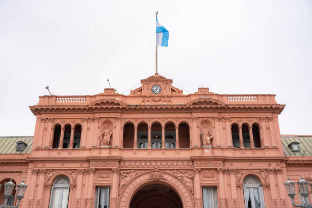 istock Facade of Casa Rosada with Argentine Flag 2163083159