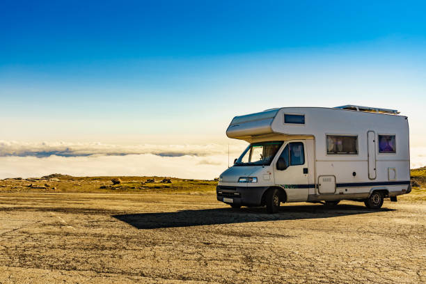 istock Rv caravan in mountains above clouds 2163091141
