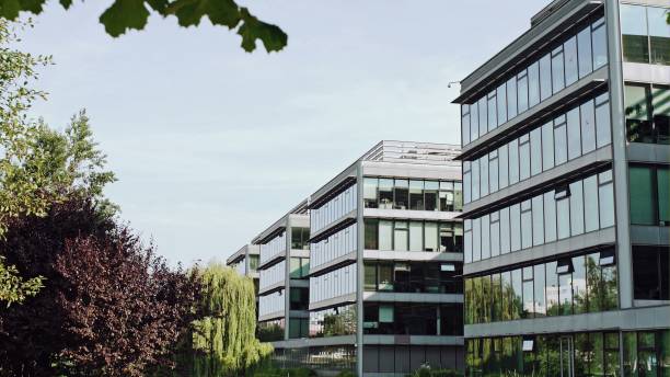 istock Modern office building in commercial district 2163094913