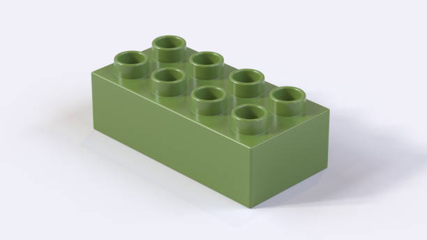 istock Olive Green Plastic Toy Block on a White Background. 2163096583