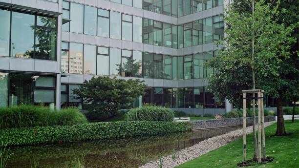 istock Modern offices in lush green grounds 2163100846