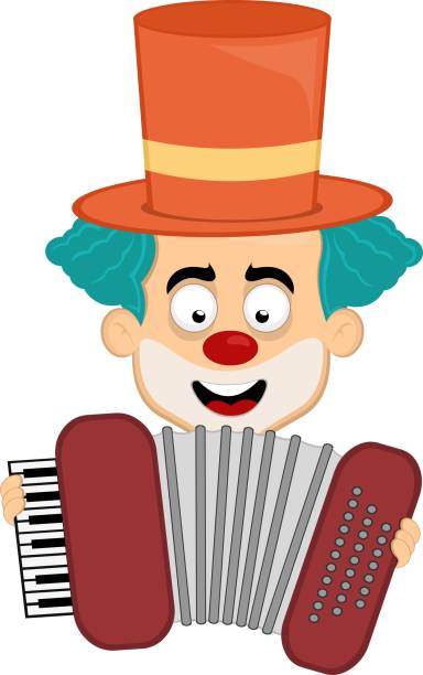 istock vector illustration head character clown cartoon play musical instrument accordion 2163104330
