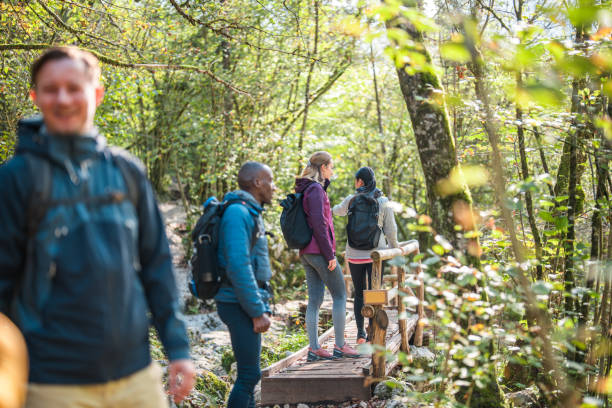 istock Diverse Group of Friends on Forest Hike 2163106100