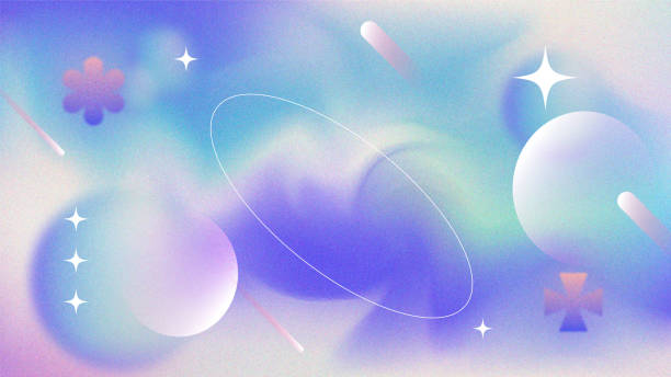 illustrazioni stock, clip art, cartoni animati e icone di tendenza di abstract blurred multicolored gradient fluid holographic vector background design wallpaper template with geometric shape, dynamic color, waves, and blend. futuristic modern backdrop design for business, presentation, ads, banner and more - il millennio