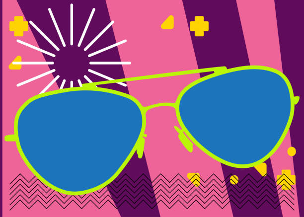 istock Sunglasses geometrical graphic retro theme background. Minimal geometric elements. Vintage abstract shapes vector illustration. 2163108782