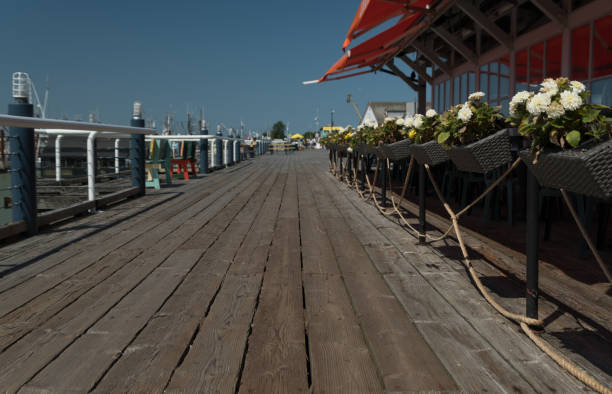 istock Wooden weathered boardwalk in Steveston marina - 2 2163111075