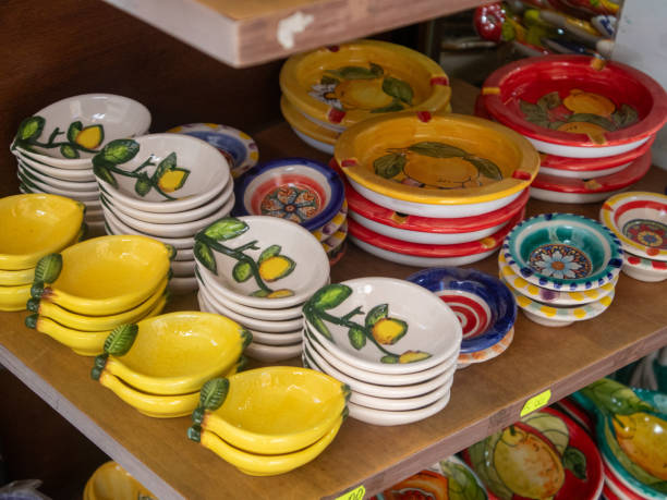 istock Small Ceramic bowls in a shop in Ravello Italy 2163112788