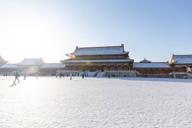 istock winter snow view of Forbidden City 2163123643