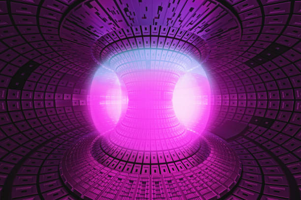 Superheated plasma inside a nuclear fusion reactor ilustration concept, tokamak