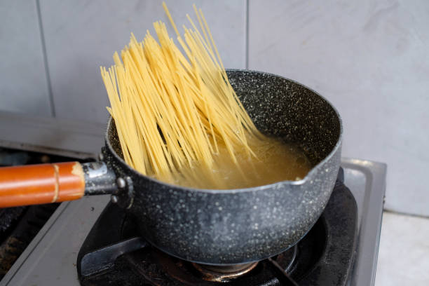 istock Spaghetti in pan cooking in boiling water 2163127390