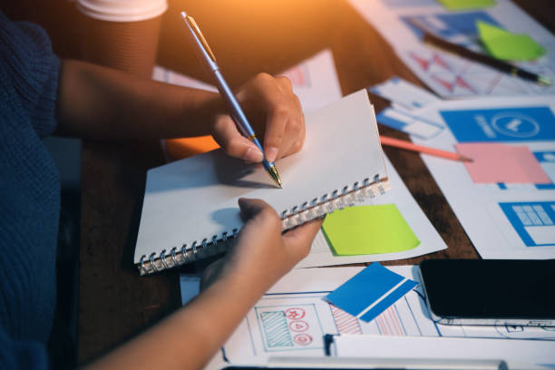istock The designer team is designing the uxui system to make the uxui system work well on new phones and support system updates. Website development concept UI UX front end designer 2163129109