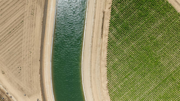 Aerial View Irrigation Canal