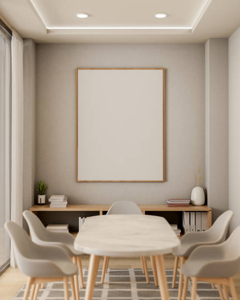 istock A contemporary, elegant dining room or meeting room features a luxurious white marble table. 2163131480
