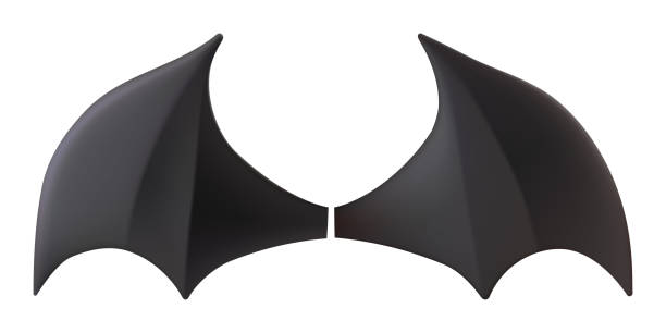 istock Bat wings silhouette. Halloween flying vampire cute 3d costume. Dracula demon character dark wing elements. Vector feather icon set. Isolated realistic plastic decor for devil monster masquerade 2163132889