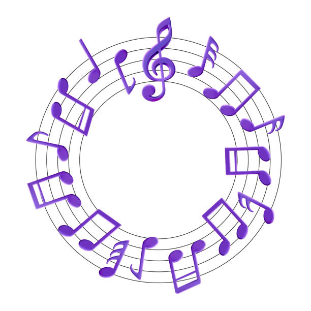 istock Music note circle 3d vector background. Round border of audio song notation sheet. Curved lines, abstract sound symbol, treble clef staff. Karaoke score, simple melody recording isolated illustration 2163133845