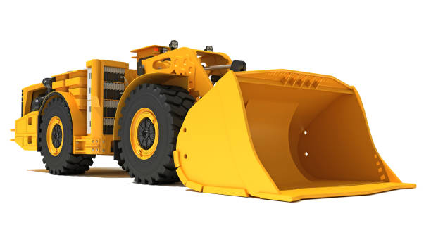 istock Underground Articulated Mining Truck 3D rendering on white background 2163139608